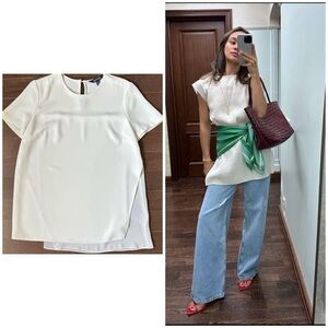 Ellen Tracy Layered Chiffon & Crepe Blouse